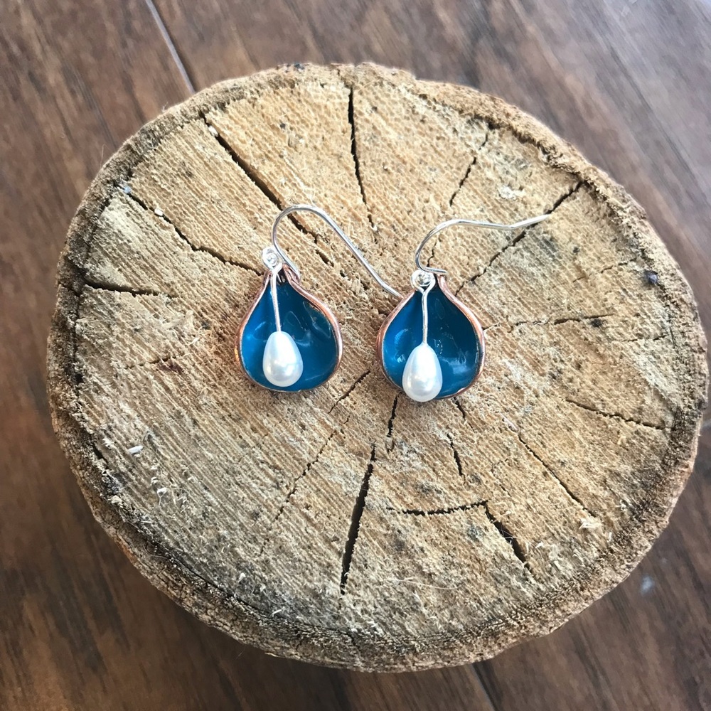 Copper and Pearl Earrings